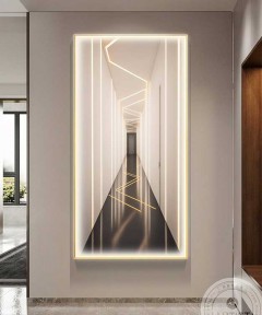 Gold Frame Entrance Panel in All Its Details Using Smart Lighting